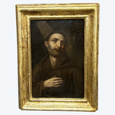 Antikes Ölgemälde auf Holz aus dem 18. Jahrhundert, Heiliger Franziskus