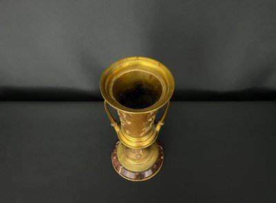 Decorative vase in gilded bronze and red marble