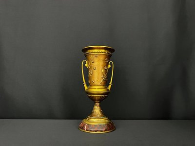 Decorative vase in gilded bronze and red marble