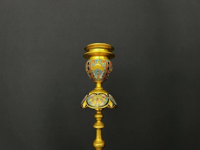Pair of gilt bronze and champlevé enamel candlesticks – Ferdinand Barbedienne