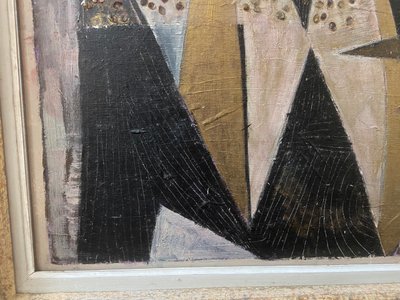 Abstract cubist composition, signed Alinol, 1958.