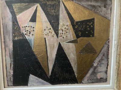 Abstract cubist composition, signed Alinol, 1958.