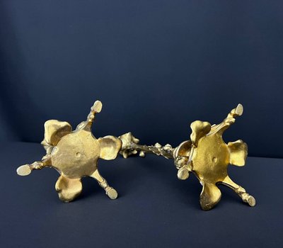 Pair of Louis XV style gilt bronze candlesticks