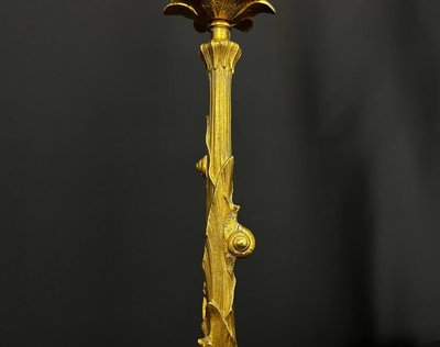 Pair of Louis XV style gilt bronze candlesticks