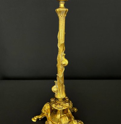 Pair of Louis XV style gilt bronze candlesticks