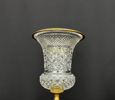 Vaso mediceo in cristallo molato e bronzo 