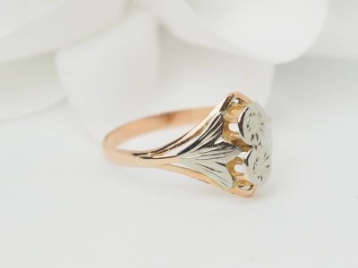 Jugendstilring in zweifarbigem Gold 