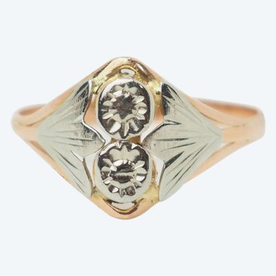 Jugendstilring in zweifarbigem Gold 