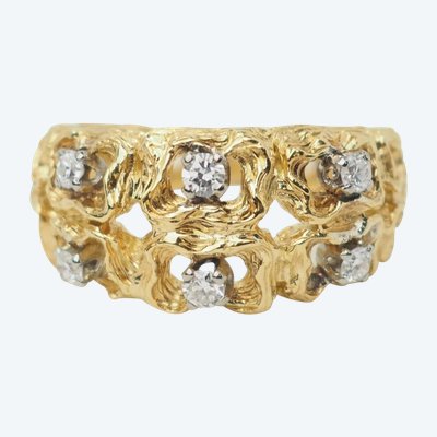 Anello vintage in oro giallo e diamanti