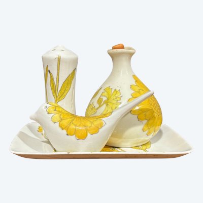 Ernestine Ceramic Oil Salt and Pepper Set Mid Century Period