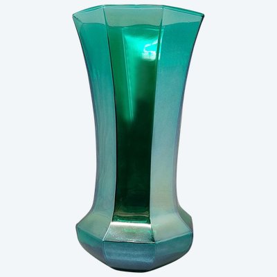 Exquisite handgefertigte grüne Vase von Ca dei Vetrai aus Muranoglas, 1970er Jahre. Hergestellt in Italien