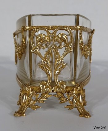 Small Glass and Brass Planter, Louis XVI style - 1900
