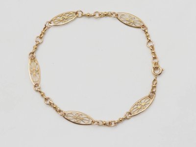 Bracelet ancien filigrane en or jaune