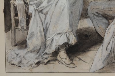 Ink and gouache drawing 'The Visit' Édouard François Zier (1856-1924)