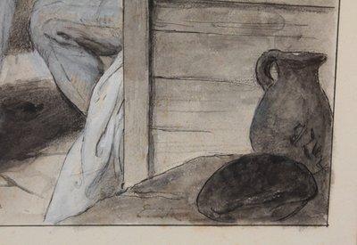 Ink and gouache drawing 'The Visit' Édouard François Zier (1856-1924)