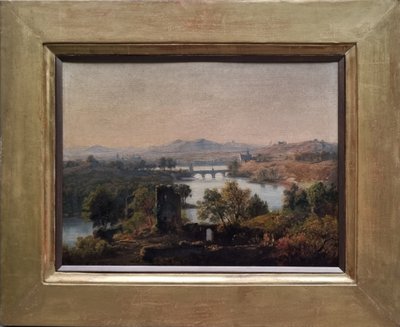 Jan KOBELL - Landscape with ruins, bridge and river