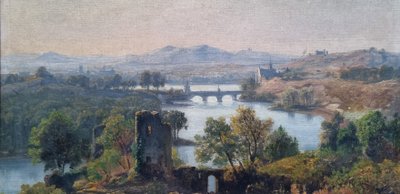 Jan KOBELL - Landscape with ruins, bridge and river
