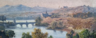 Jan KOBELL - Landscape with ruins, bridge and river