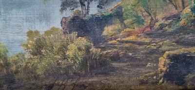 Jan KOBELL - Landscape with ruins, bridge and river