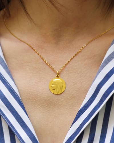 Médaille Vierge Marie en or 18k, pendentif religieux, chrétien, bapteme, communion
