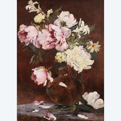 Charles Auguste DURAND de NEUVILLE, Still life with a vase of flowers