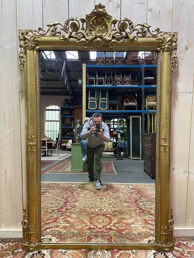 Specchio di legno e epoca in stucco dorato Louis Philippe