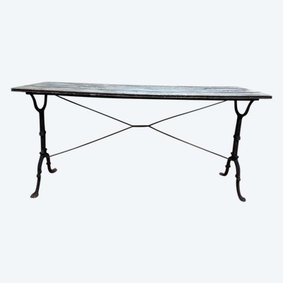 Table de bistrot en fonte de fer et plateau bois 