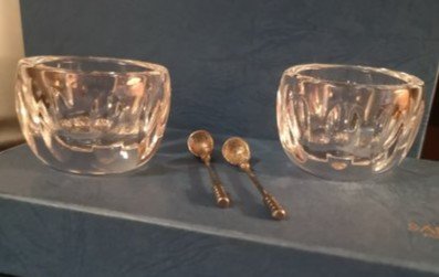 Coffret de paire de salerons en cristal Saint Louis