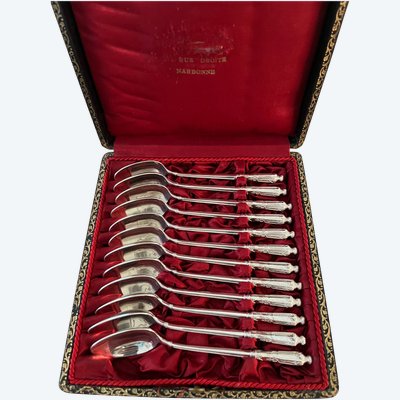 12 Armand Fresnais dessert spoons, Russian model, monogrammed JB