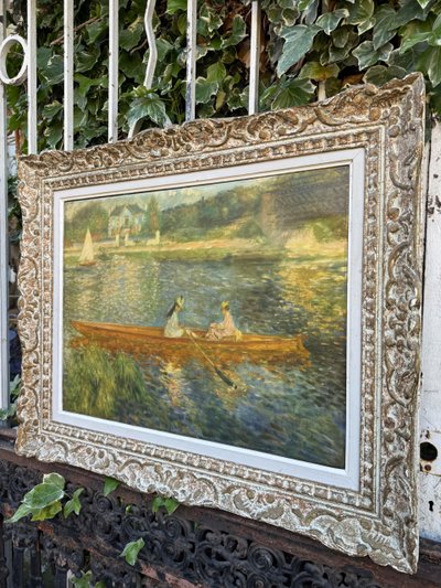 Beautiful impressionist oil on canvas after Auguste Renoir "The Boat"