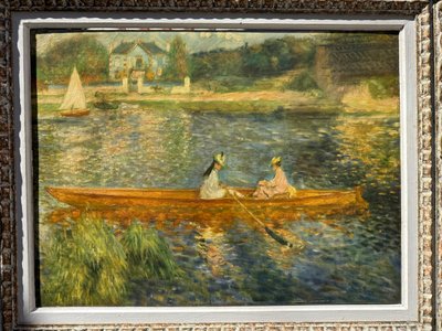 Beautiful impressionist oil on canvas after Auguste Renoir "The Boat"
