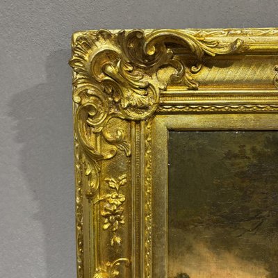 Quadro pittura ad olio scena galante XIX secolo A. Guillemin