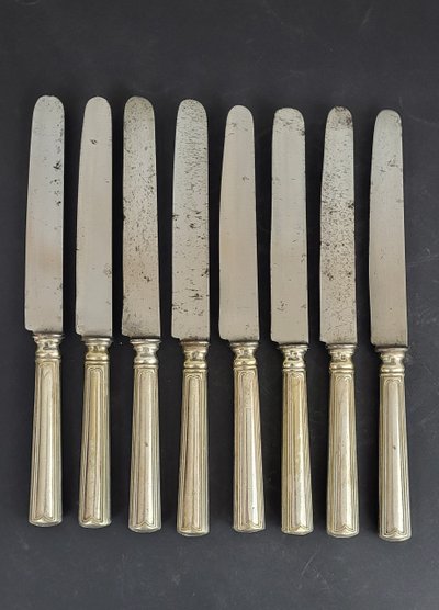 Set of 8 silver-plated Christofle knives, 19th century