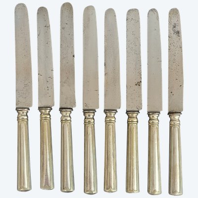 Set of 8 silver-plated Christofle knives, 19th century