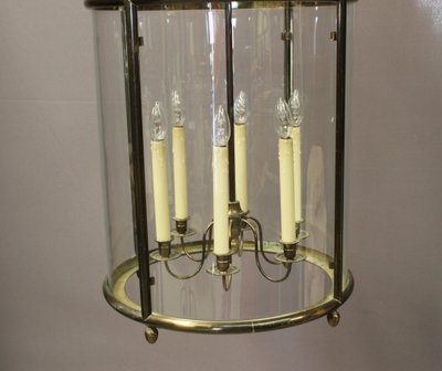 Importante lanterna in ottone a sei luci, diametro 52 cm, XX secolo