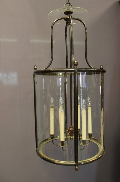 Importante lanterna in ottone a sei luci, diametro 52 cm, XX secolo