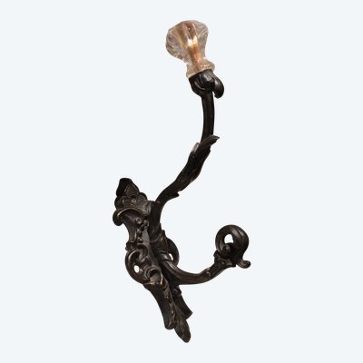 Appendiabiti in bronzo patinato e vetro, fine XIX secolo