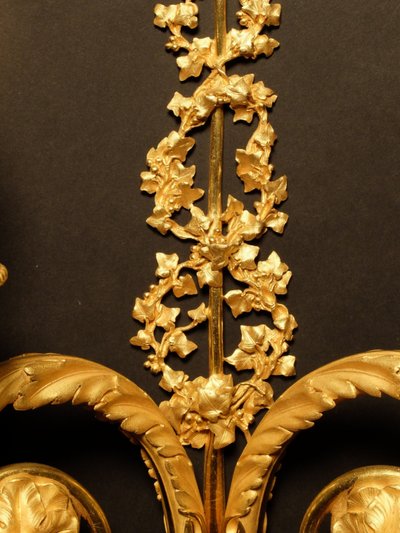 Coppia di applique in bronzo dorato in stile Luigi XVI 