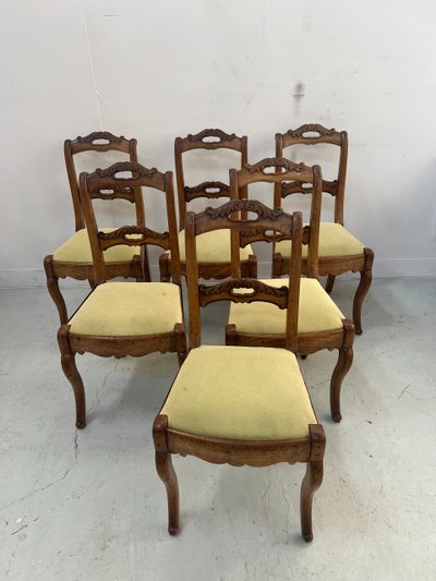 Set di sei sedie in stile Luigi Filippo in ciliegio, XIX secolo