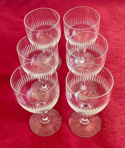Belle suite de 6 grands verres à eau anciens de style Napoléon III, époque fin XIXème vers 1880