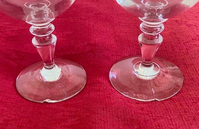 Belle suite de 6 grands verres à eau anciens de style Napoléon III, époque fin XIXème vers 1880
