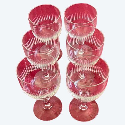 Belle suite de 6 grands verres à eau anciens de style Napoléon III, époque fin XIXème vers 1880