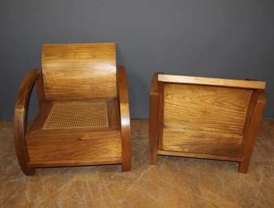 Paire De Fauteuils En Teck De Style  Art Déco 