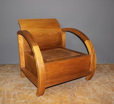 Paire De Fauteuils En Teck De Style  Art Déco 
