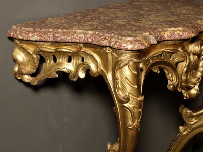 Louis XV period console in gilded wood