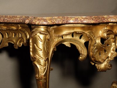 Louis XV period console in gilded wood