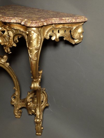 Louis XV period console in gilded wood