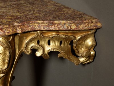 Louis XV period console in gilded wood
