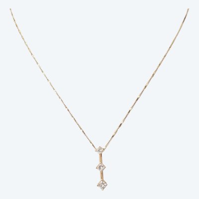 Collier trilogie en or jaune et diamants princesse