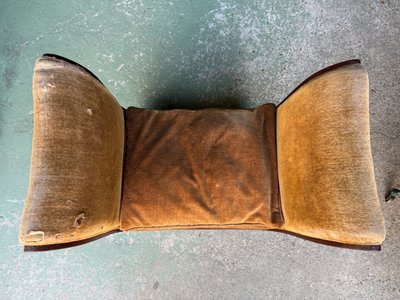 Art Deco period bench / pouf 1930 in amboyna burl and mahogany
